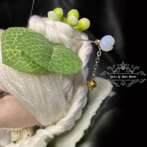 *SOLD* Flower Fairy Doll Puppet OOAK Sculpted Green Forest White Angel Sprite - Picture 3 of 15